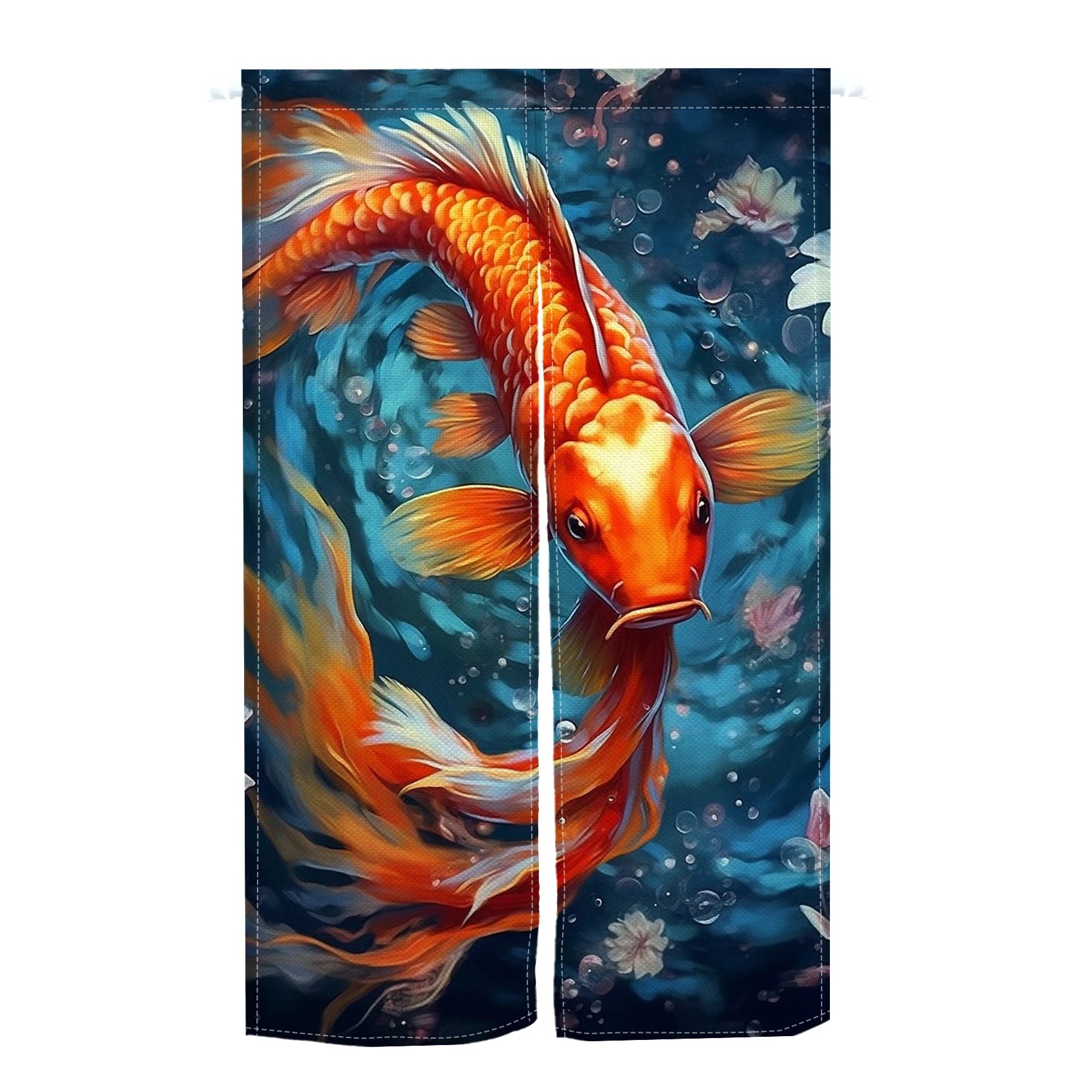 Japanese Koi Fish Door Curtain Fengshui Kitchen Bedroom Linen Doorway Curtain Entrance Hanging Half Curtain Partition Curtain
