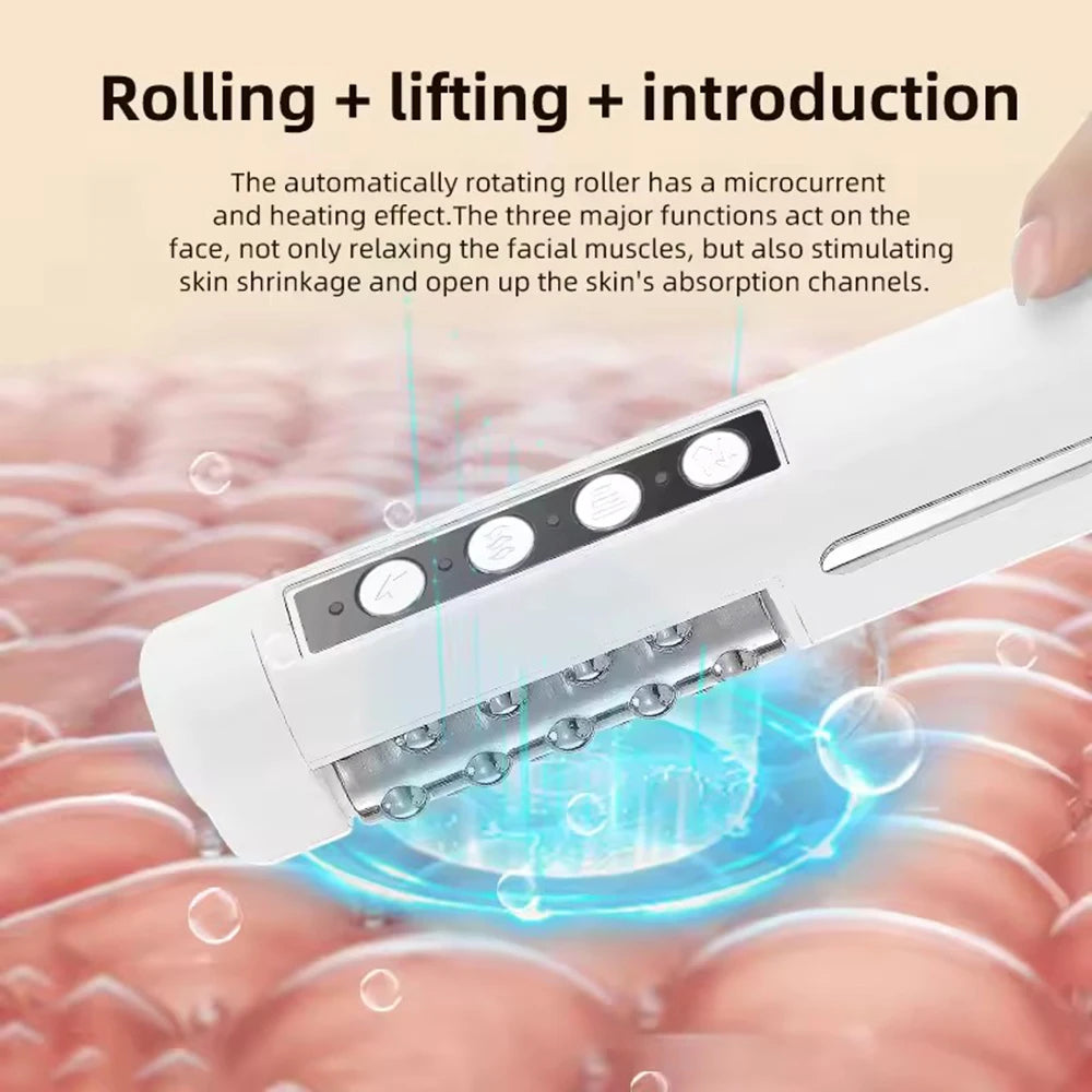 New Arrival 3D Electric 360 Rotation Roller Face Lifting Machine Heating Roller EMS Facial Vibrator Body Massager Skin Care Tool