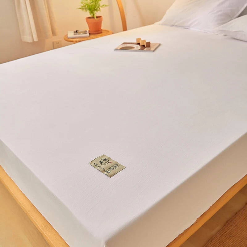 100% Cotton Mattress Covers Air-Permeable Anti-Pull Fitted Sheet No Pillowcase Elastic Bands Non Slip for Single Queen King Bed