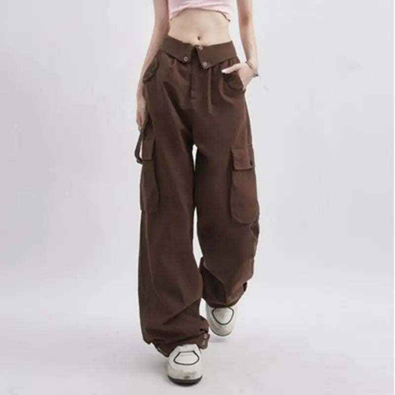 Y2K Cargo Pants Women Low Waist Sweatpant Side Streetwear Vintage