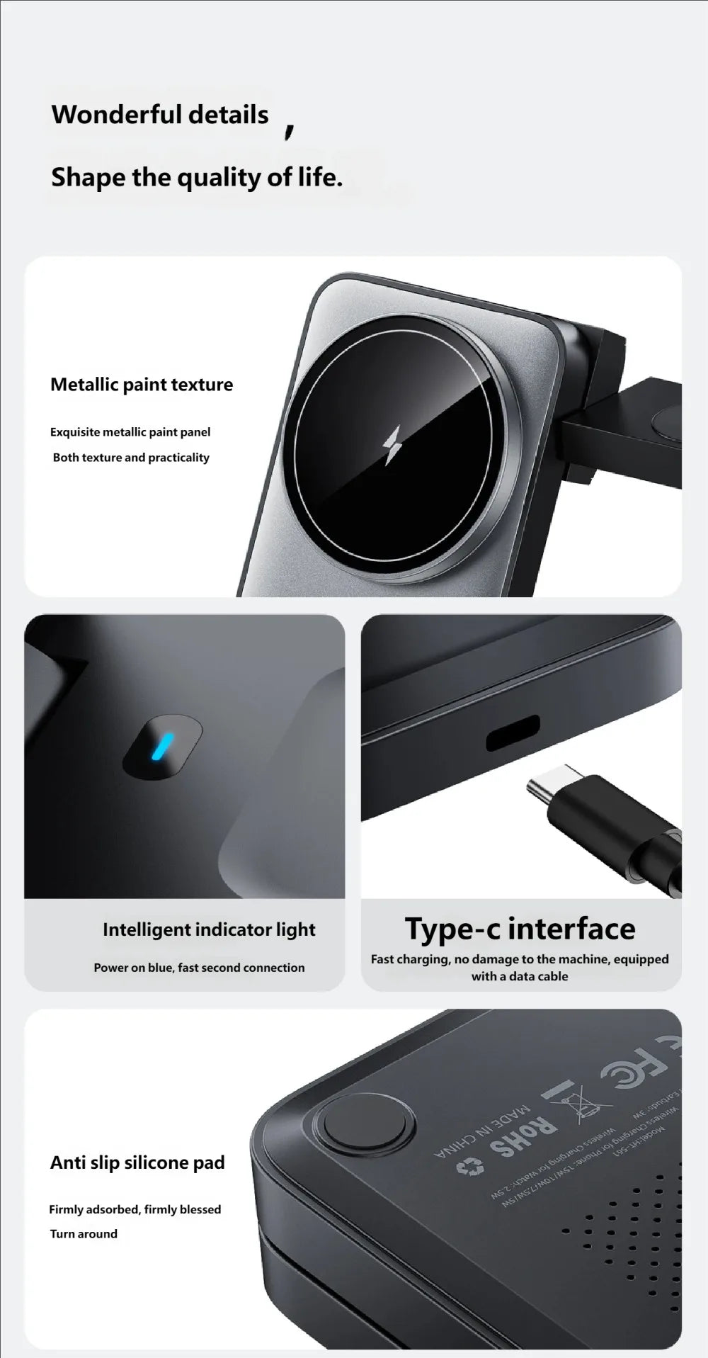 3 in 1 Travel Magnetic Wireless Charger Dock For Magsafe iPhone 17 16 15 Pro Max 14 13 12 iWatch 11-2 Airpods Pro Fast Charging