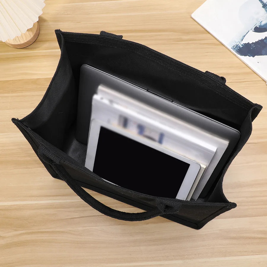 Homefish Leisure Thickened Handheld Canvas Tote Bag Black