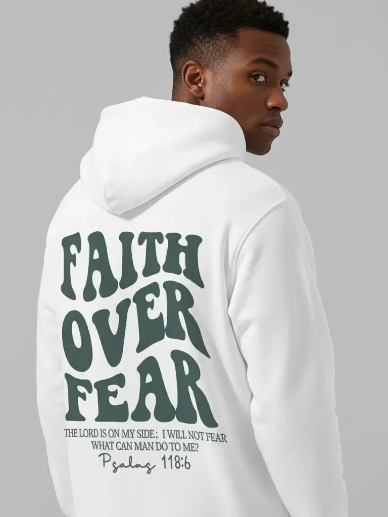 Men's Faith Over Fear Graphic Hoodie - Cotton Blend