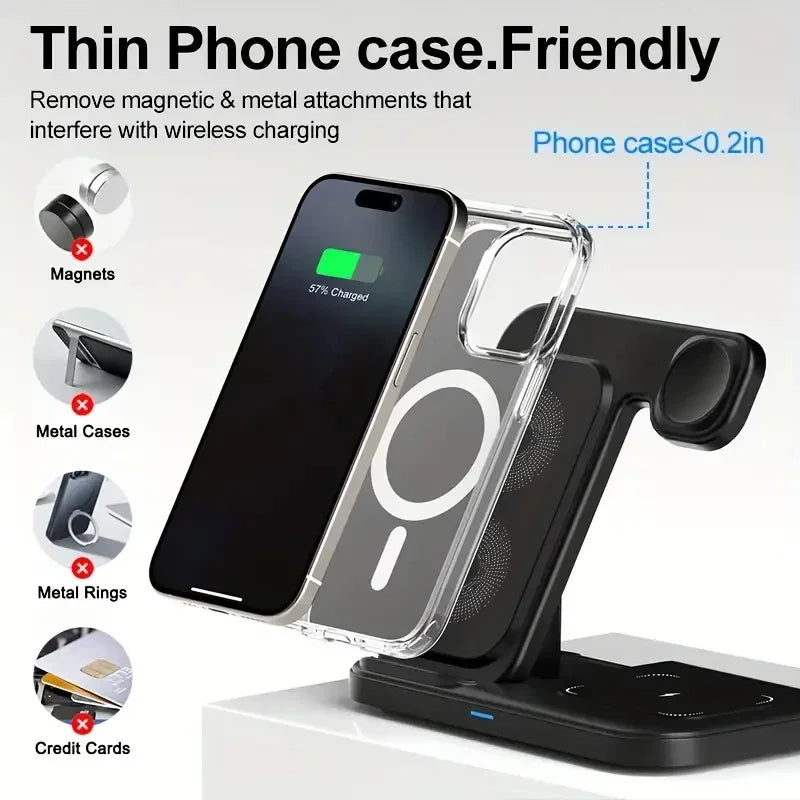 3 in 1 Wireless Charger Foldable Fast Charging Dock Stand For iPhone 17 16 15 14 13 12 Pro Max iWatch 11~2 Ultra SE AirPods 4 3