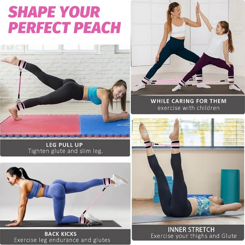 Ankle Resistance Bands with Secure Hold Slip-Proof Cuffs
