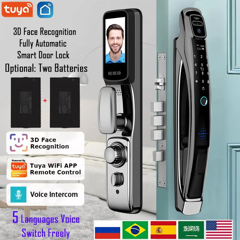Wifi Tuya APP Face Recognition Smart Door Lock With
