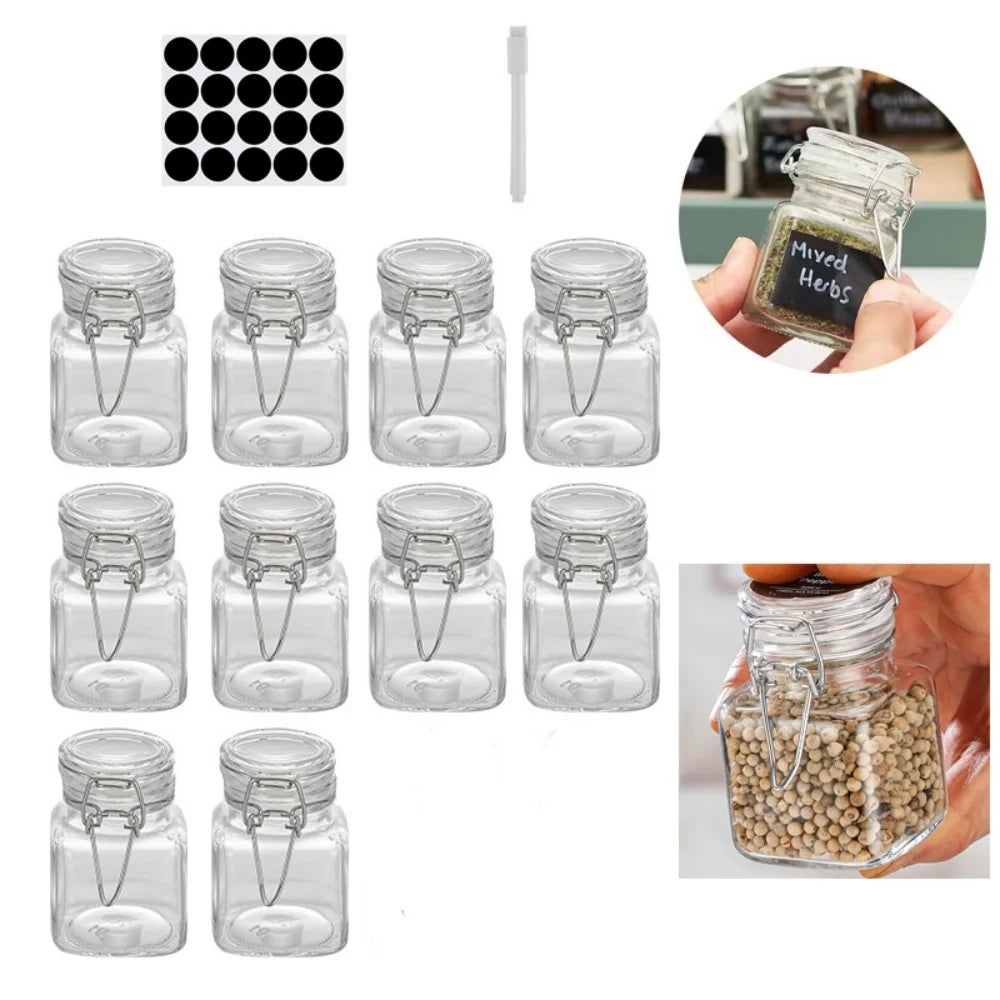 Buckle Glass Jar Transparent Airtight Glass Jar Wide Mouth Container Stylish Sealed Storage Jar For Spice Organization Coffee