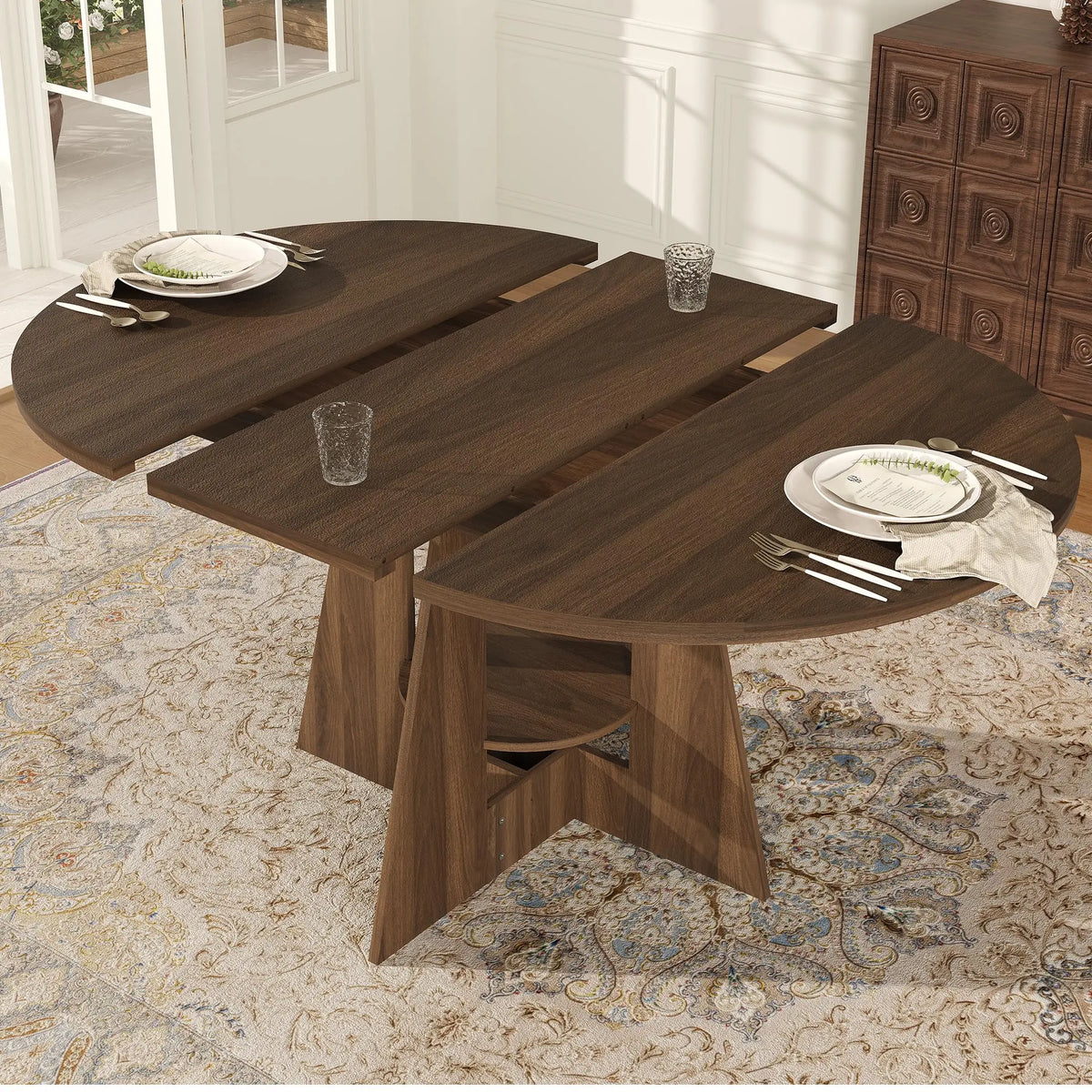 43.3-59 Inch Extendable Round Dining Table
