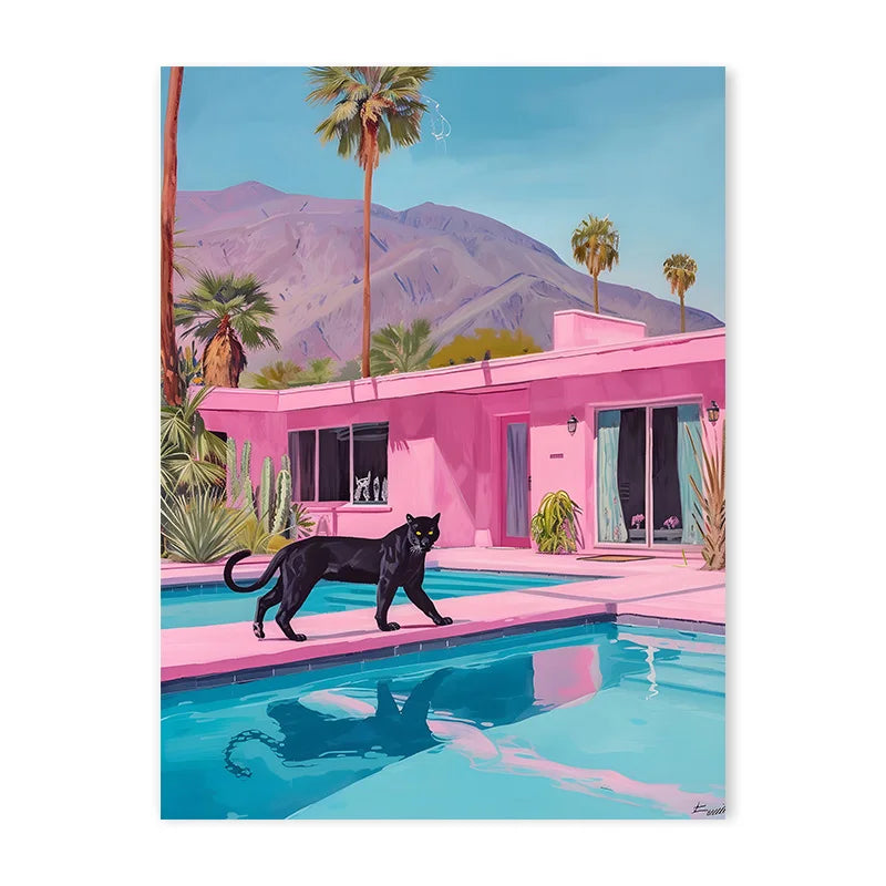 Colorful Bathtub Animal Tiger Zebra Black Cat Aesthetic Canvas Painting Nordic Bathroom Wall Art Poster Living Room Home Decor