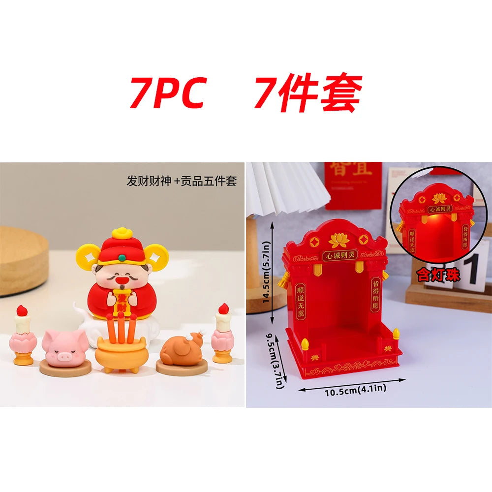 Chinese Deity Figurines Desk Organizer Creative Car Interior Zen Decor Office Stress Relief Ornament Car/Buddha Shrine Decor