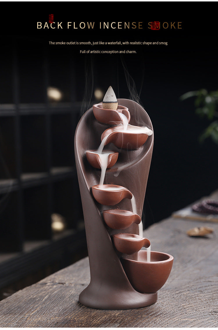 1pc,Handmade Torch Design Waterfall Incense Burner Creative Home Decor Incense Holder Portable Ceramic Censer (Without Incense)