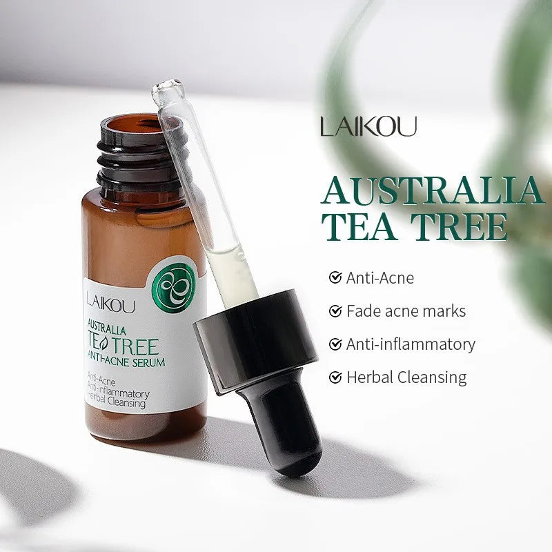 LAIKOU Tea Tree Serum 17ml Anti-Acne Cream 20g Cleanser 50g Plant Extract Refreshing Hydrating Moisturizing Skin Care Set Beauty