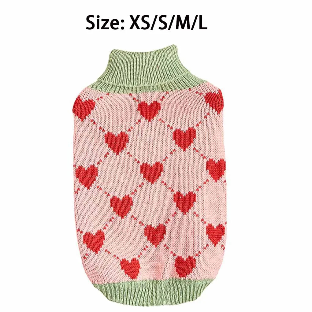Dogs Warm Sweaters Pet Clothes Turtleneck Pullover Heart Puppy Vest Knit Cat Sweaters Dogs Sweatshirt Jackets Pet Winter Clothes