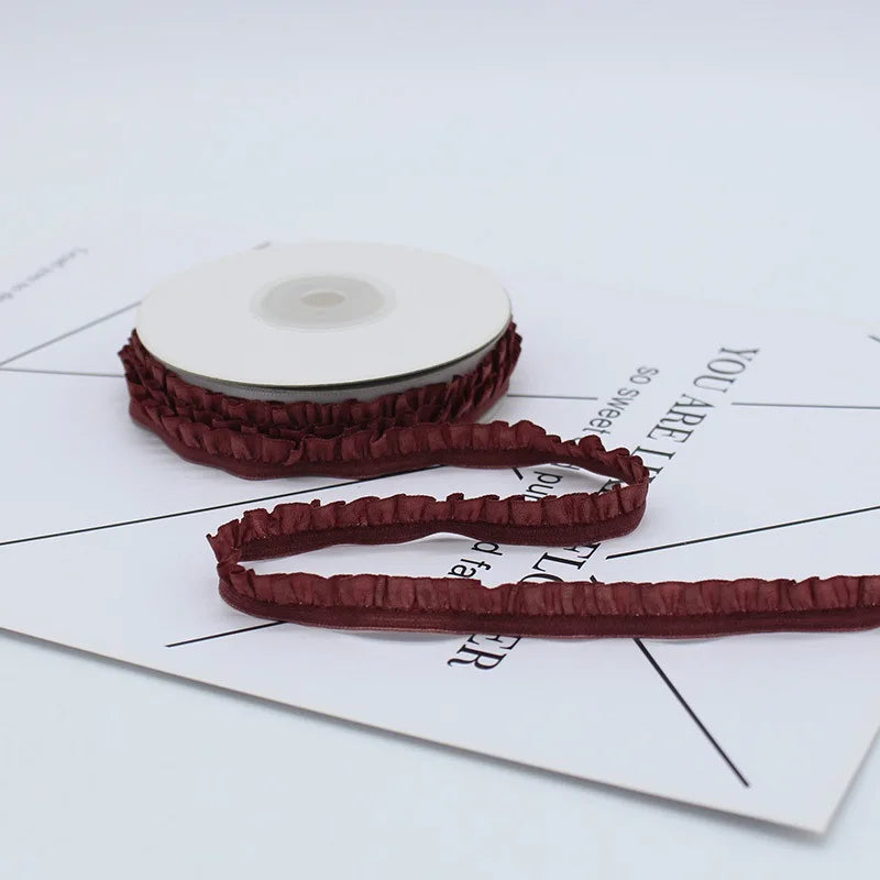5yards 10mm Lace Elastic Ribbon Nylon Ruffled Pleated Elastic Band For Bra Waist Band Garment Lace Trim DIY Sewing Accessories