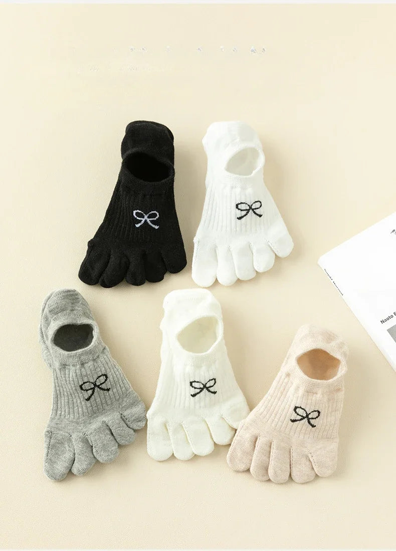 5 Pairs Five Finger Socks Women  Anti-slip Cotton Toe Socks with Separate Fingers Sports Summer Thin Slipper Socks