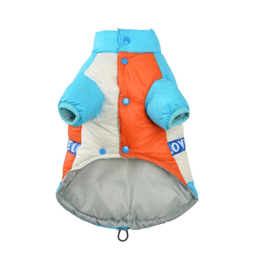Warm Pet Clothes Waterproof Button Costume For Small Dogs Winter Cute Splicing Puppy Jacket Coat Chihuahua French Bulldog Outfit