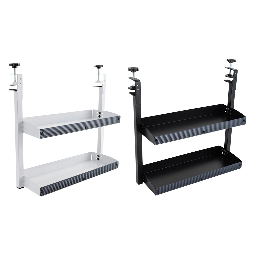 Adjustable 2-Tier Desk Shelf Clamp-On Storage Tray for Displaying Photos Decorations Clip-On Desk Organizer Shelf