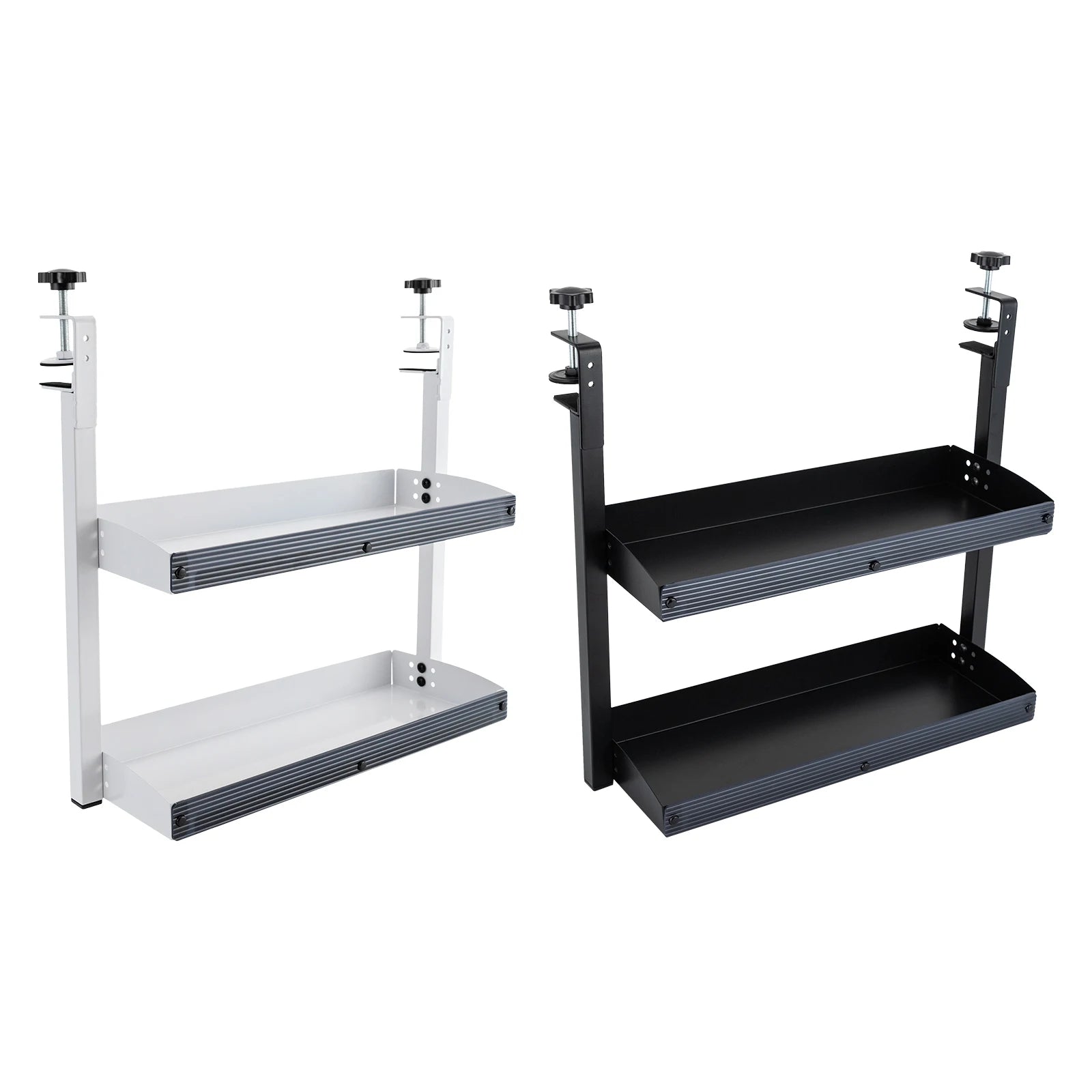 Adjustable 2-Tier Desk Shelf Clamp-On Storage Tray for Displaying Photos Decorations Clip-On Desk Organizer Shelf