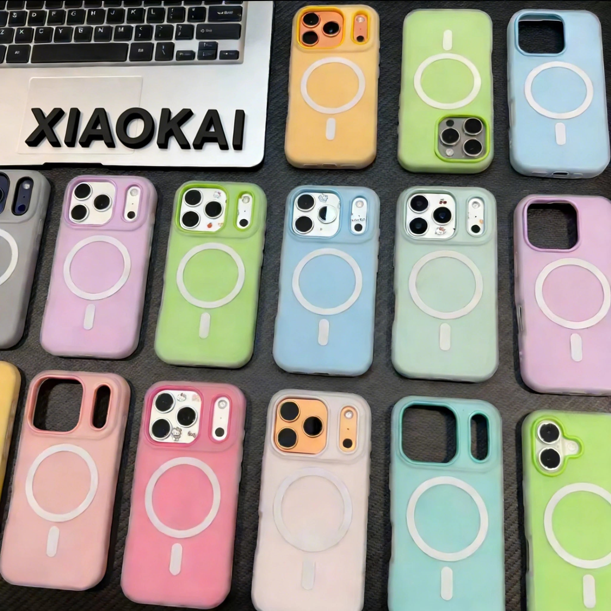 Candy Color 2 IN 1 For Magsafe Case For iPhone 17 Pro Max 16 15 14 13 12 11 Pro Air Magnet Wireless Charger Matte Cover Funda
