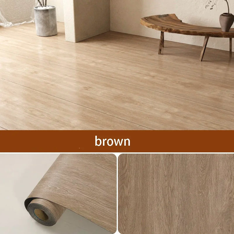 Wood Grain Peel and Stick Floor Tiles Waterproof Non-Slip Self Adhesive Vinyl Floor Sticker for Living Room Bedroom Home Decor