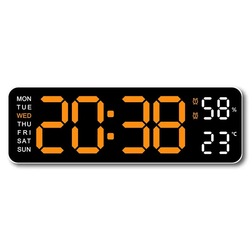 Hot 9 Inch Large Digital Wall Clock USB Powered TEMP Humidity Week Auto Dimmer DST Table Clock 12/24H Electronic LED Alarm Clock