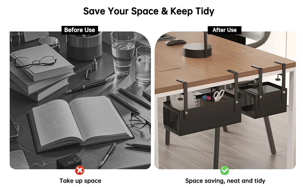 Under-Desk Storage Rack, Stationery Organizer, Gaming Desk, Desk Organizer, Under-Desk Hanging Basket, Box, Workstation Drawer