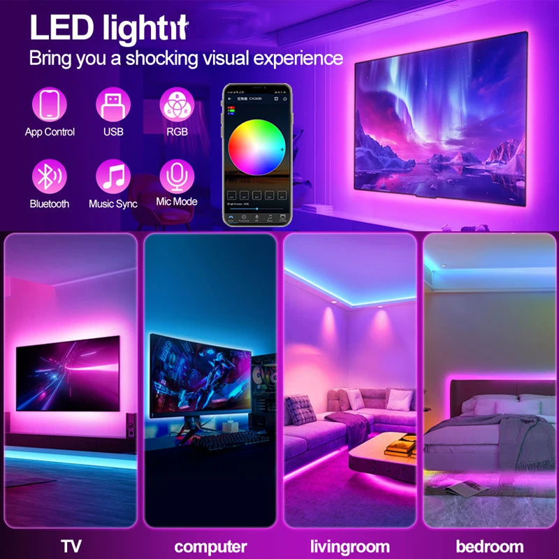 1-20M Led Light Strip with USB Plug 5050 Multicolor