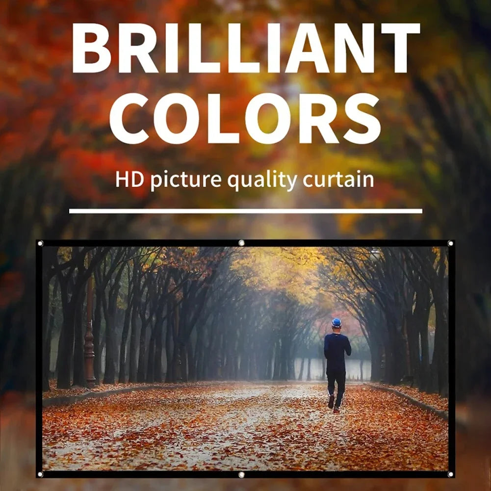 60-150 inch Foldable 16:9 Projector Screen Portable High Density White No Creases Soft Home Movie Theater HD Projection Screen