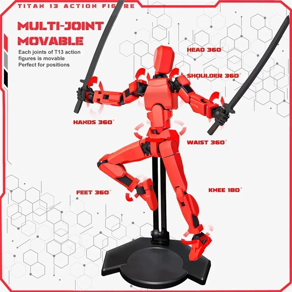 13 Joints Movable Action Figures Dummy Nova Robot Assembled T13 Action Figure with Holder Titan 13 Action Figure Lucky13 Toy