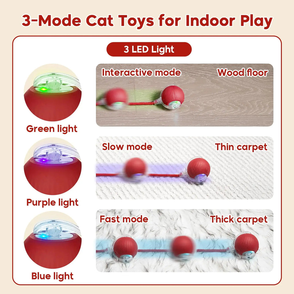 Interactive Dog Cat Toy Ball, Automatic Moving Bouncing Rolling, Pet Smart Chase Ball Rechargeable, Enrichment Toys