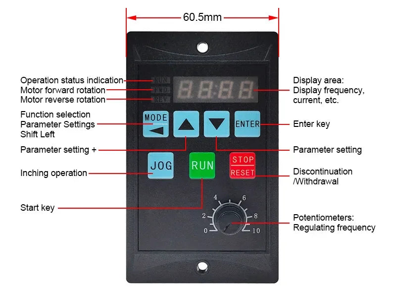 Frequency Converter Electric Inverter 1500W RS485 Add Motor Driver 0.75KW MCU Single Phase Input 220V 3-Phase Output 0.4KW 1.5KW