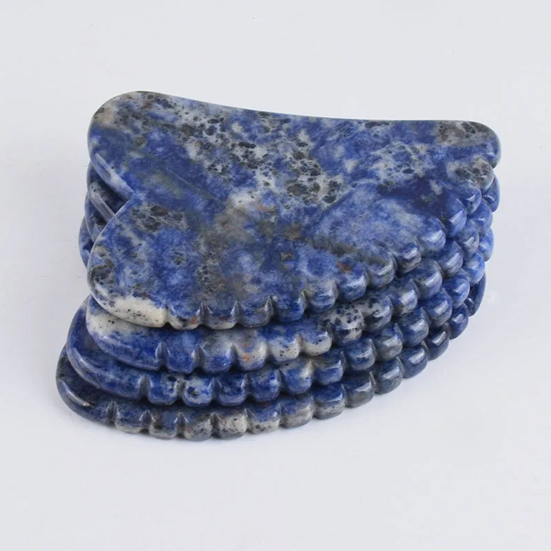 Blue stripes Face Massager Gua Sha Scraper Natural Jade Stone Skin Care Massager for Body Facial Neck Back Beauty Health Eye SPA