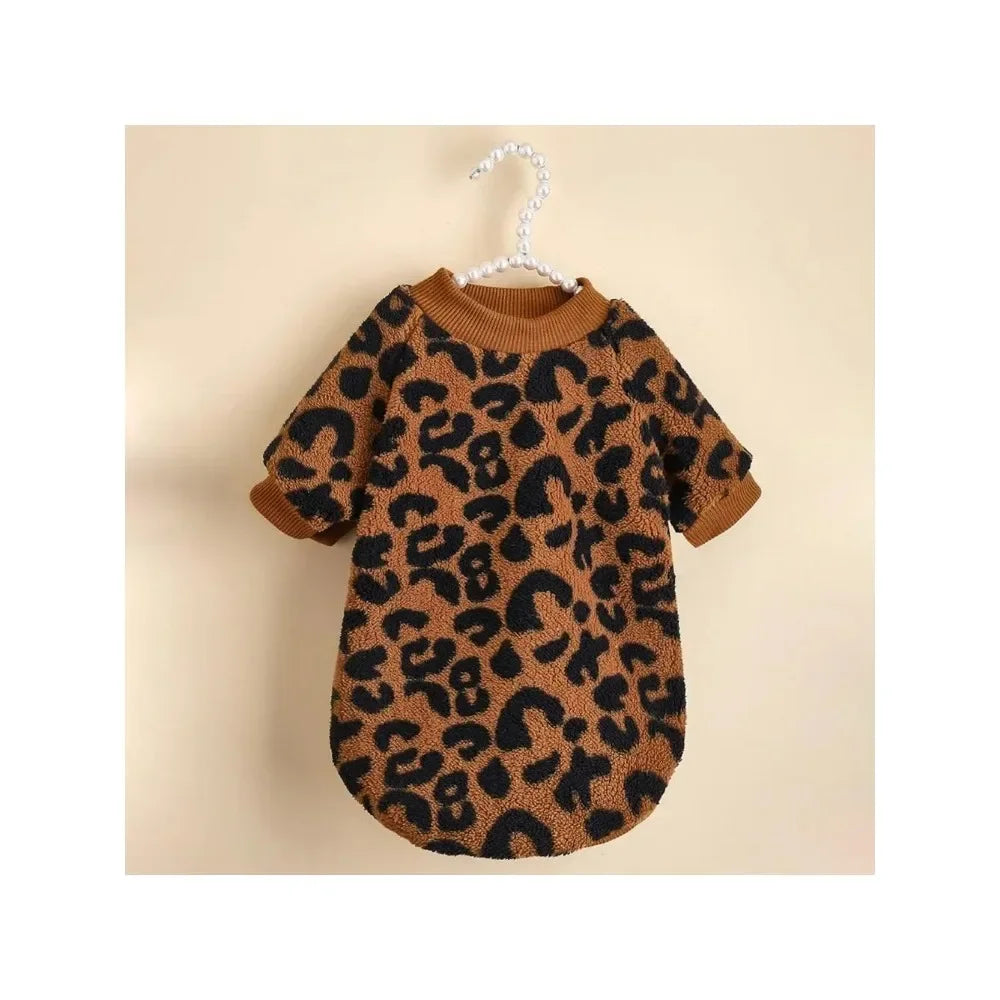 Puppy Pullover Dogs Pet Sweater Winter Leopard Print French Bulldog Winter Warm Sweater Pet Apparel Dog Clothing Kurtka Dla Psa