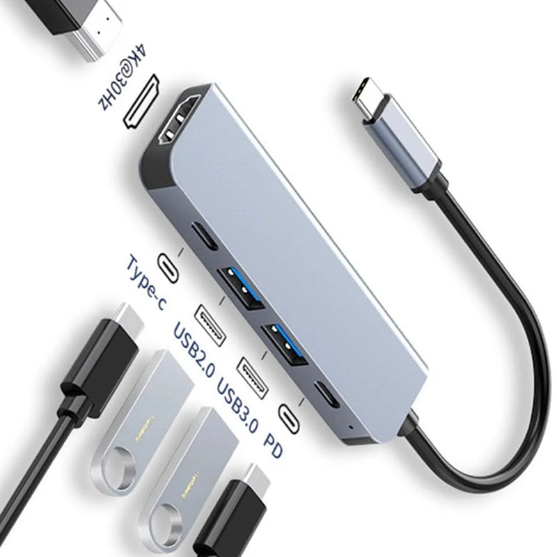USB C Hub to 4K HDMI-Compatible USB 3.0 2.0 Type C PD Charging