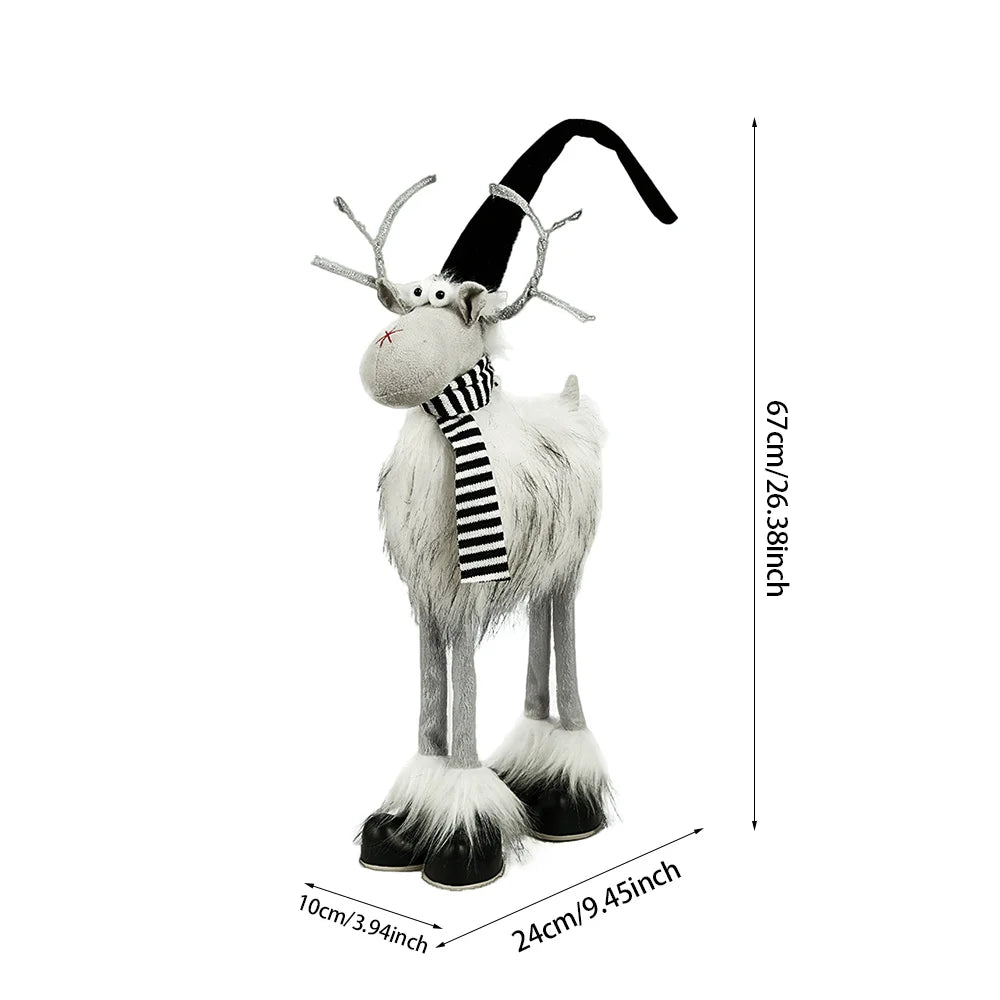 Christmas Large Standing Elk Dolls Navidad Figurine Ornaments With Lights Reindeer For Xmas Kid Gift 2023 New Year Home Decor