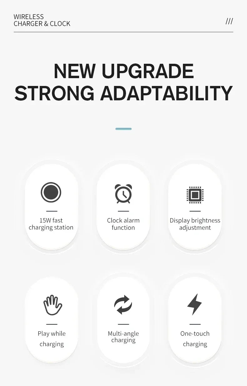 3 in 1 Wireless Charger For Apple Samsung Galaxy Watch 6 5 Pro S24 S23 S22 Fast Charging Station Alarm Clock Phone Charger Stand