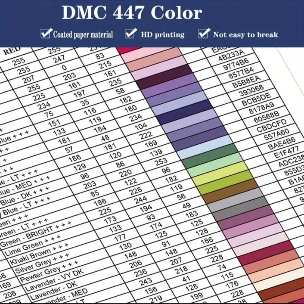 5D Diamond Painting Tools Series 447 DMC Diamond Color Card Book, Rhinestone Color Identification Card HD Printing DIY Handcraft