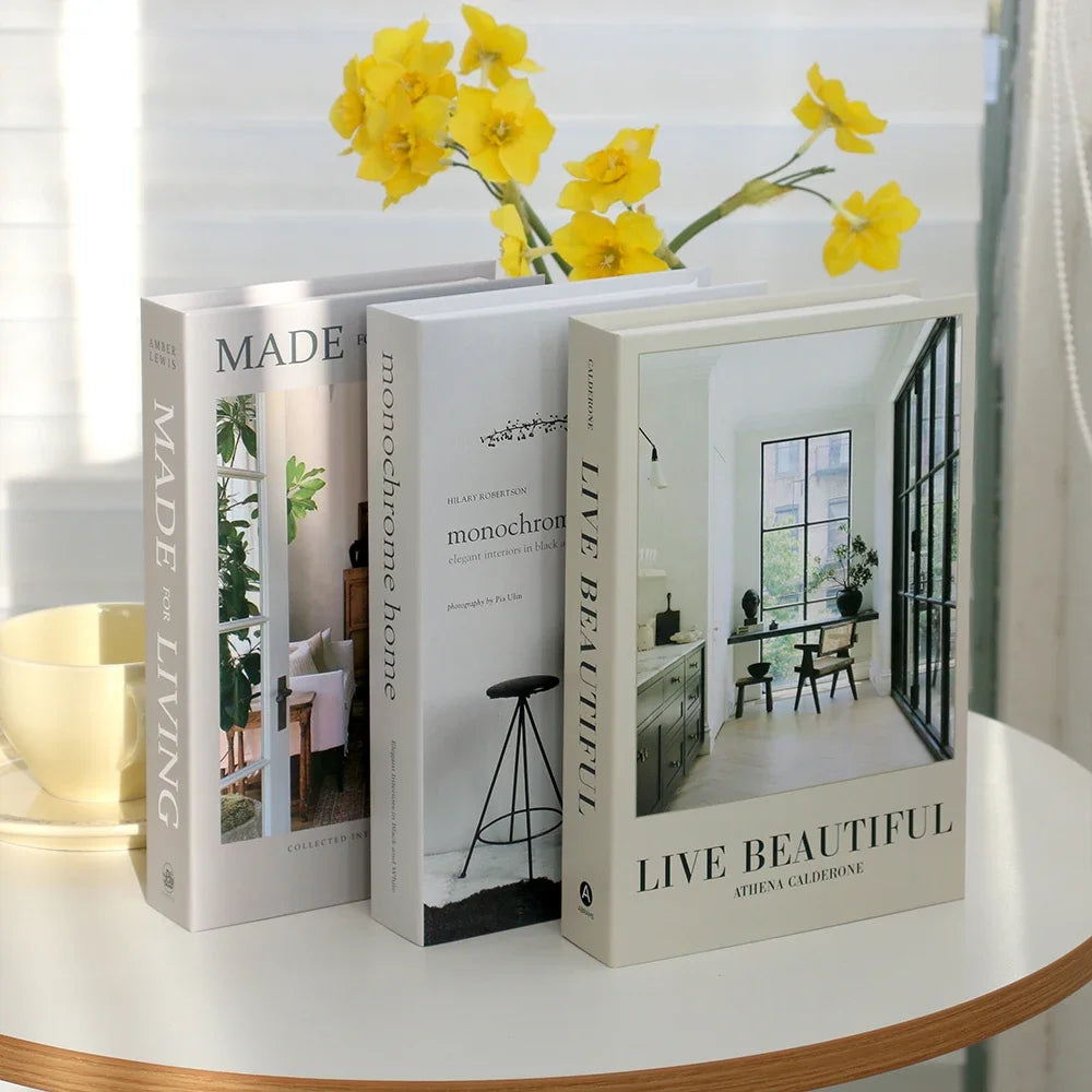 3Pcs Foldable Fashion Fake Books Living Room Decoration Designer Books Coffee Table Ornaments Club Hotel Room Villa Prop Books