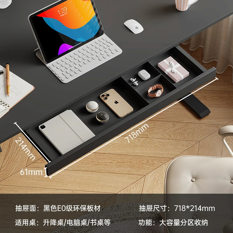 Under Desk Drawer Organizer Black Walnut Wood Standing Storage Shelf Office Desk Accessory Hidden Computer Desk Organizer