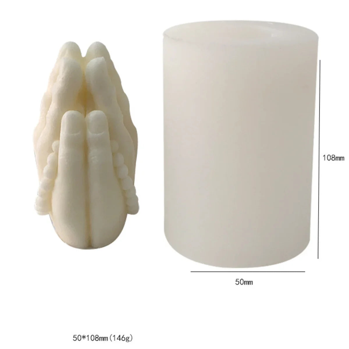 Folded Prayer Gesture Silicone Candle Mold Buddha Beads Hand Plaster Soap Resin Mould DIY Chocolate Cake Making Home Decor Gift