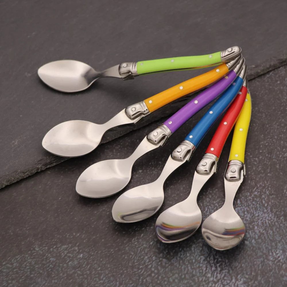 Laguiole Teaspoon set Mini Small Coffee Spoons Ice Tea Spoon Stainless Steel Stirring Dessert Scoop Flatware 6'' 15.5cm 4-10pcs