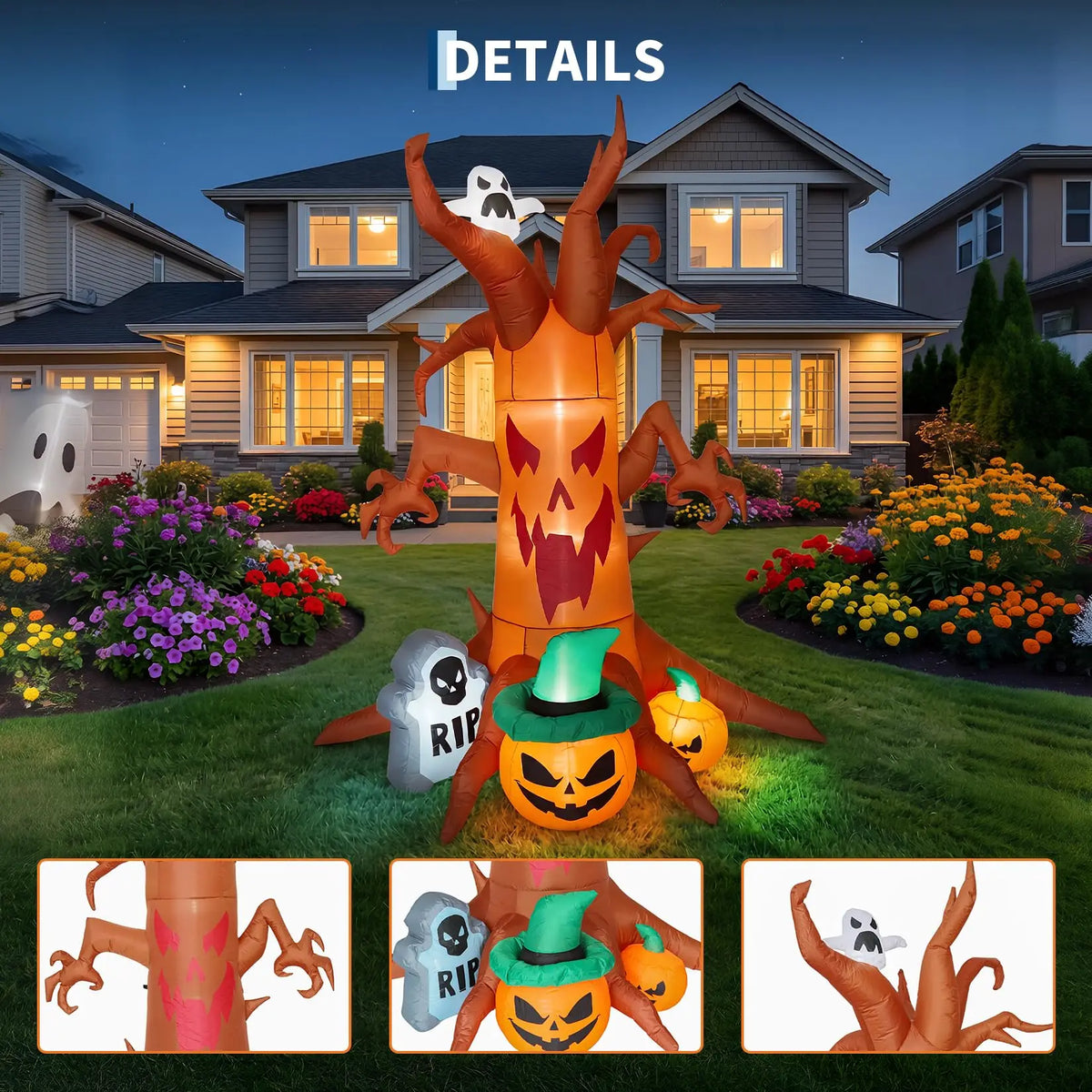 8ft 240cm Giant Halloween Inflatable Spooky Tree With Ghost
