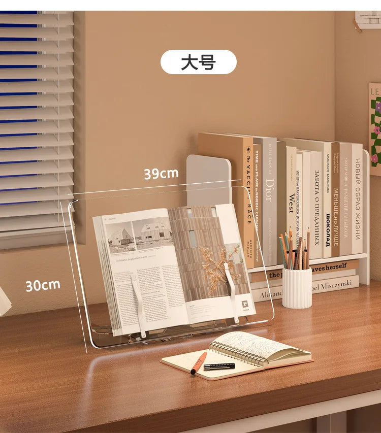 Acrylic Book Stand for Reading Hands Free Adjustable Book Holder to Prevent Neck Strain Foldable Desk Organizer for Study Office