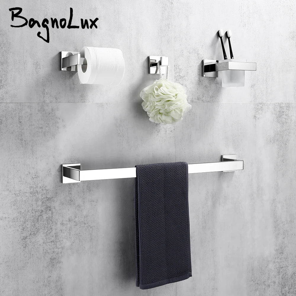 Polished Chrome Wall-mounted Stainless Steel Clothes Hook Toilet Paper Holder Towel Bar Kitchen Facilities Bathroom Accessories