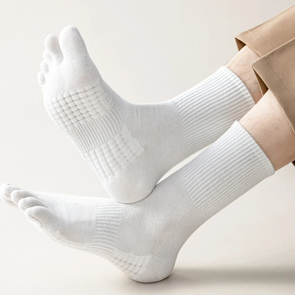 3 Pairs Five Finger Socks Men Anti-slip Sports Athletic Crew Socks Men High Quality Cotton Toe Socks Basketball Middle Tube