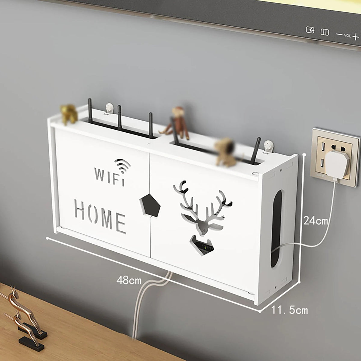 Punch-free Double Layers Wall Shelf TV set-top Box Rack Living Room Router Wall Hanging Storage Box Wireless Wifi Router Shelf