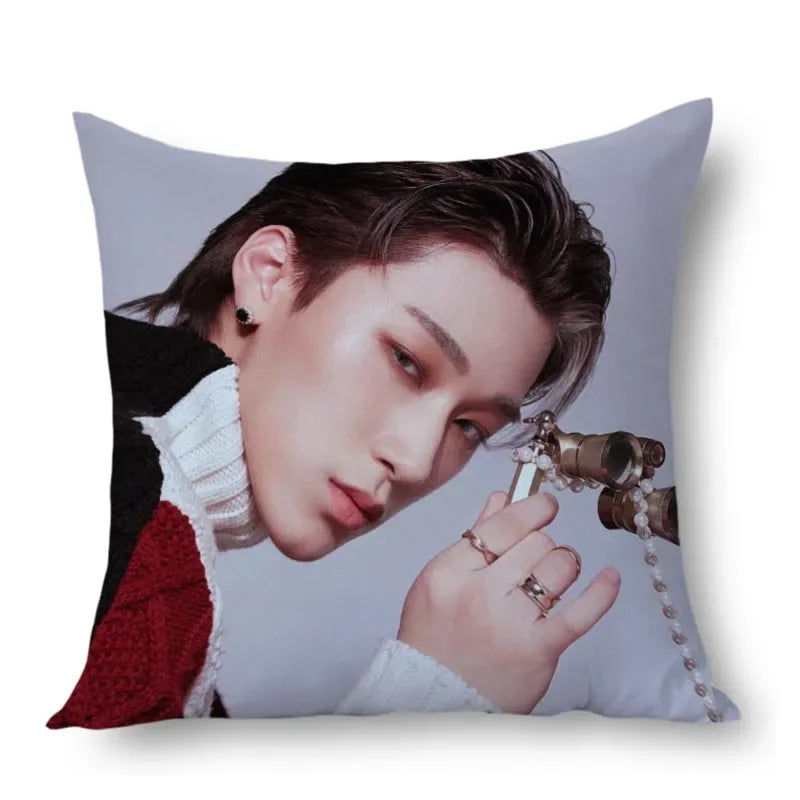 San Ateez Pillow Cover Bedroom Home Office Decorative Pillowcase Square Zipper Pillow Cases Satin Fabric Eco-Friendly WJY