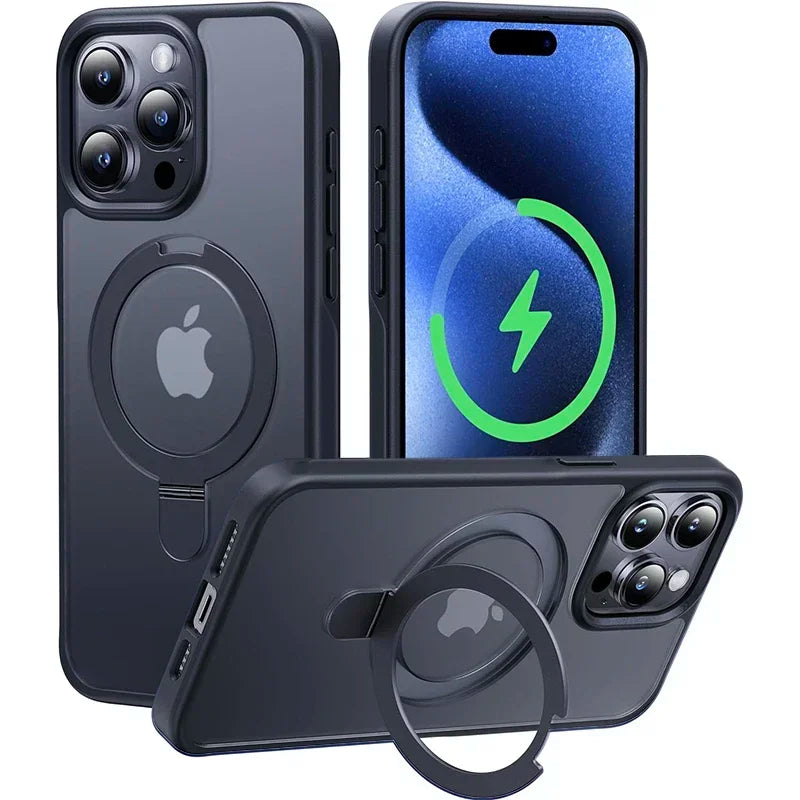 Metal Ring Stand Matte Magnetic Case for Magsafe IPhone