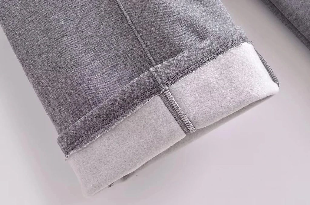 HH Women's Winter Warm Fleece Lined Zipper Jacket Sweatshirt Set Fashionable Stretch High Waist Women's Pants 2-piece Set