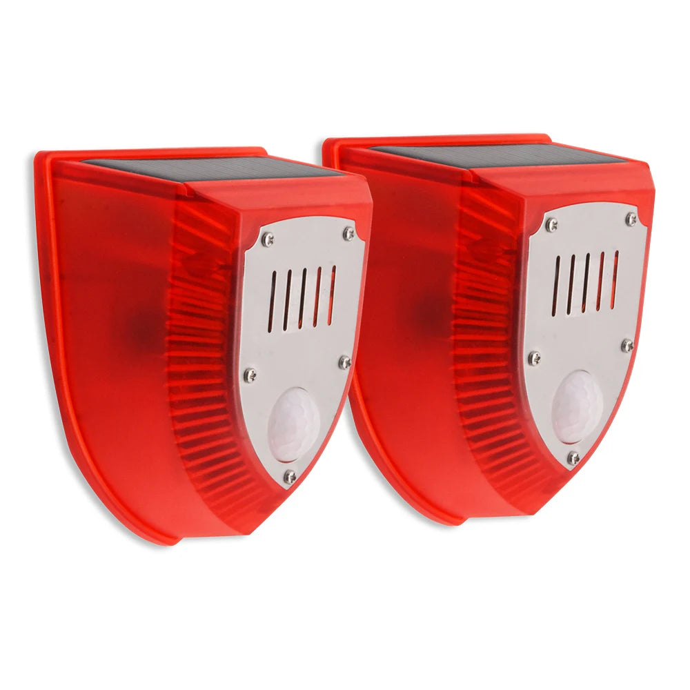 Solar Motion Sensor Alarm 129dB Siren 125° Detection 5-8m Range Weatherproof for Home Shed Garage Security Outdoor Protection
